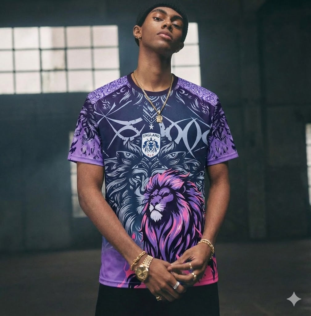 Varldens England Soccer Jersey 2026 – Neon Lion Royal Art Special Edition