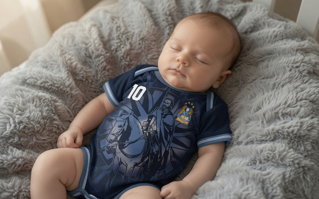 Front and back view of Uruguay 2026 away jersey in midnight navy with silver Jose Artigas and Sun of May motifs