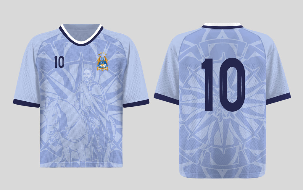 Front and back view of Uruguay 2026 home jersey in sky blue with General Jose Artigas and Sun of May motifs