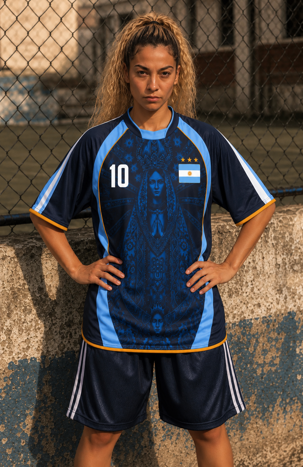 Varldens Argentina Virgen de Luján Heritage 2027 Away Jersey featuring Fileteado Porteño art and #10 styling.