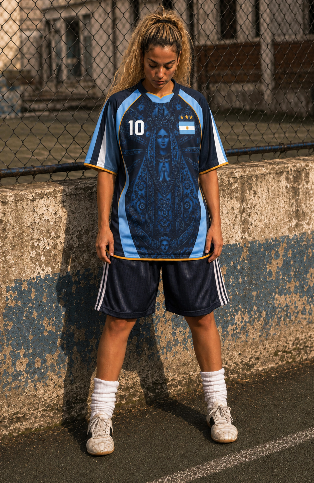 Varldens Argentina Virgen de Luján Heritage 2027 Away Jersey featuring Fileteado Porteño art and #10 styling.