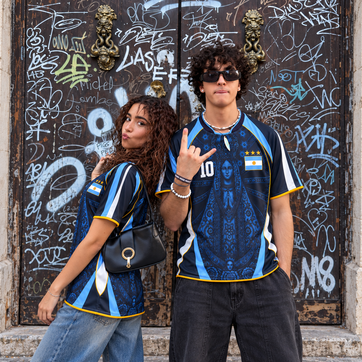 Varldens Argentina Virgen de Luján Heritage 2027 Away Jersey featuring Fileteado Porteño art and #10 styling.